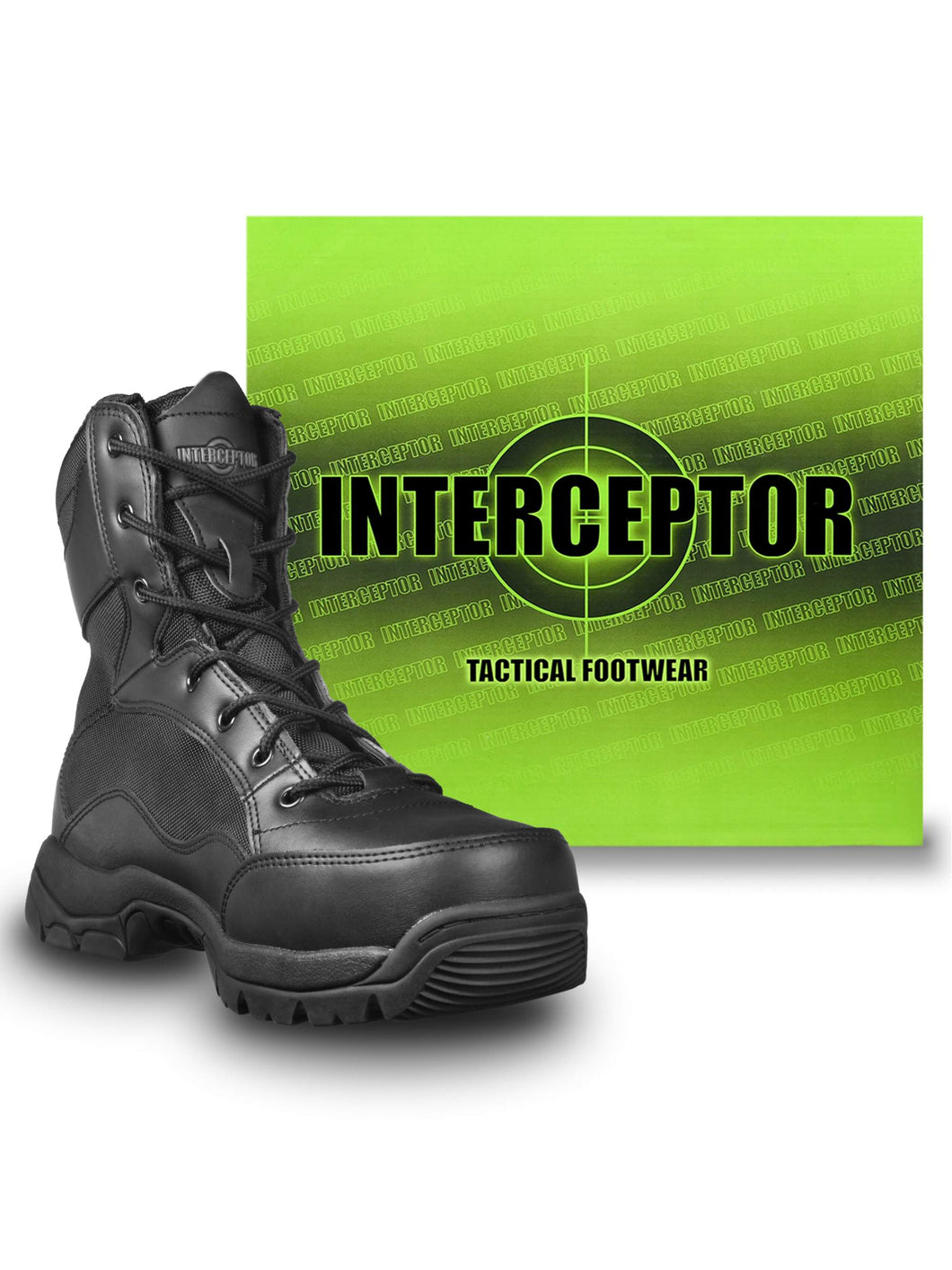 Interceptor Men's Force Tactical Steel Toe Work Boots, Black Leather